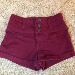 Maroon high waisted shorts